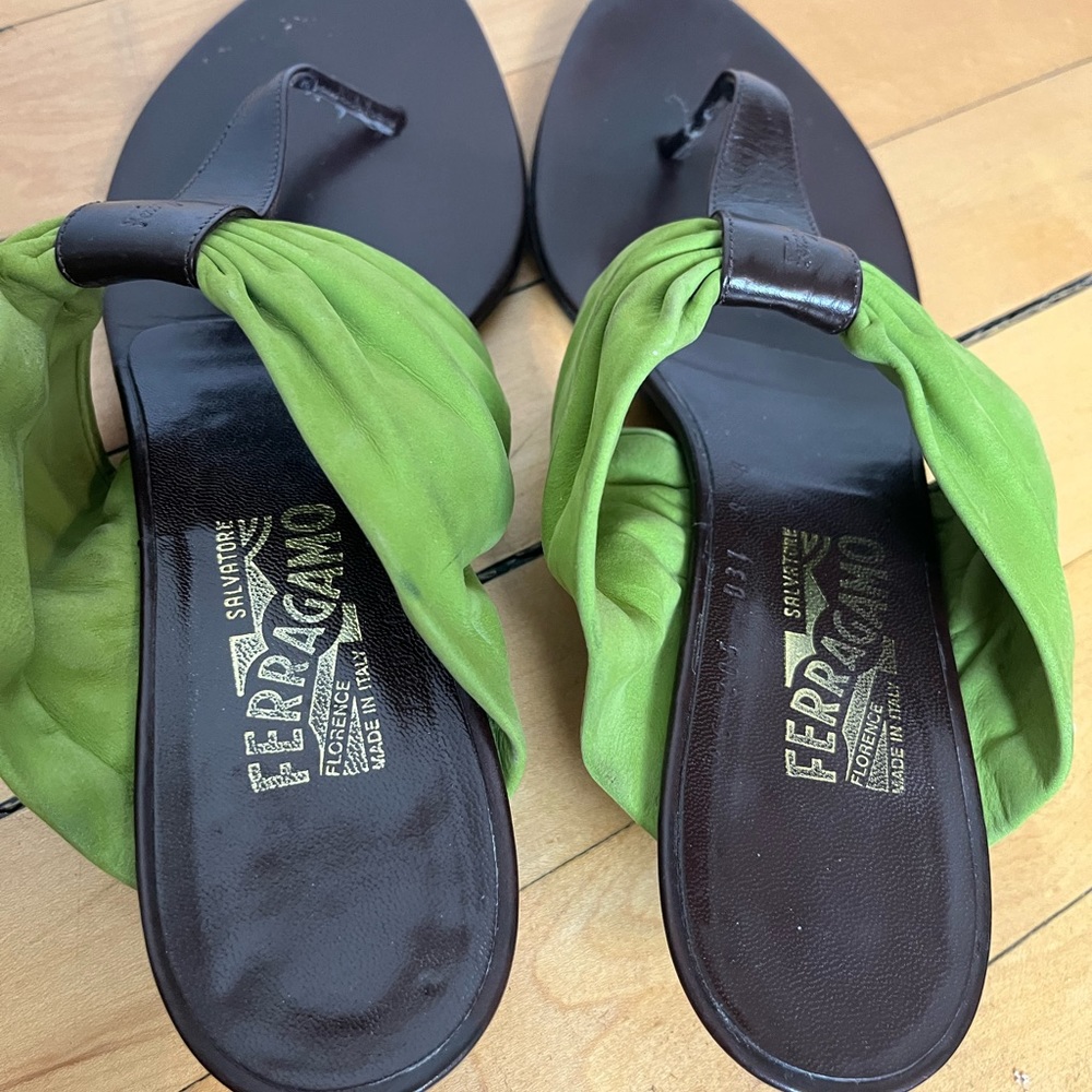 Ferragamo sandals in brown and green Size 8 - Picture 4 of 5